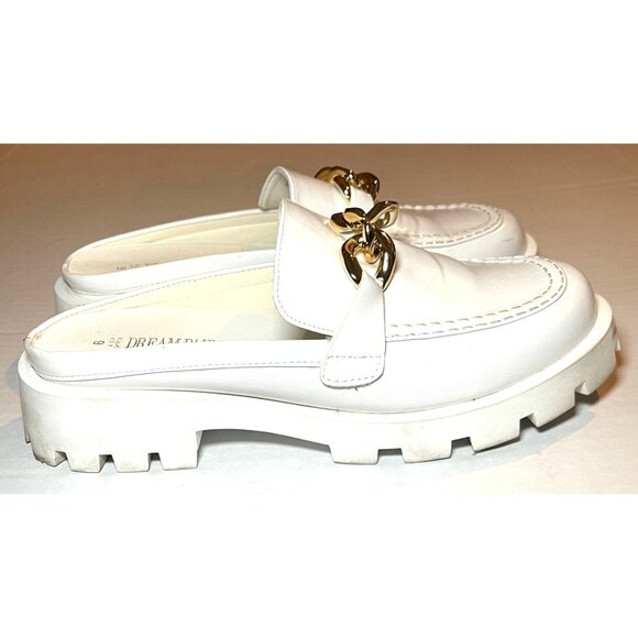 Dream Pairs Shoes Womens Size 9 Slip On Loafers  SDML2326W White Gold Chain - Picture 5 of 12